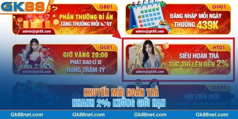 Khuyến mãi hoàn trả nhanh 2% không giới hạn