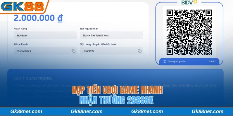 Nạp tiền chơi game nhanh nhận thưởng 28888K