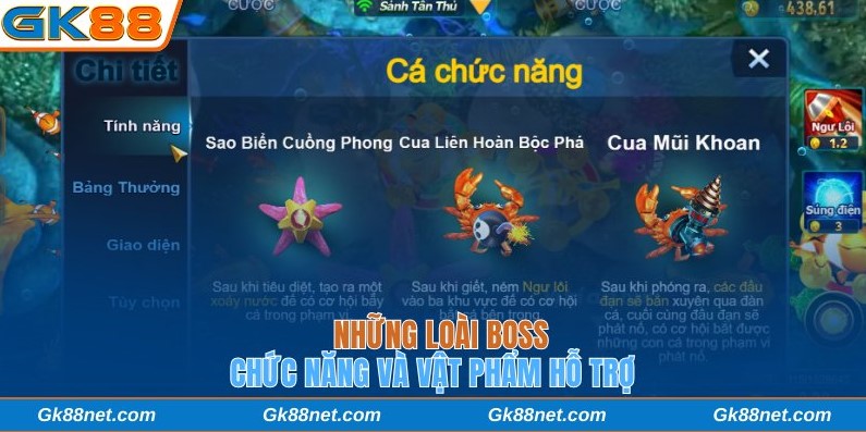 Những loài boss chức năng và vật phẩm