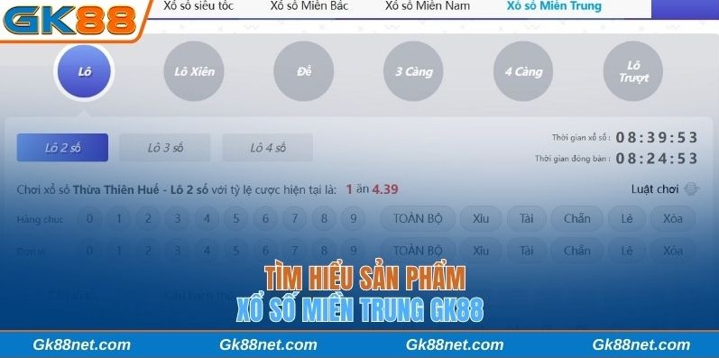 Tìm hiểu sản phẩm Xổ số miền Trung Gk88