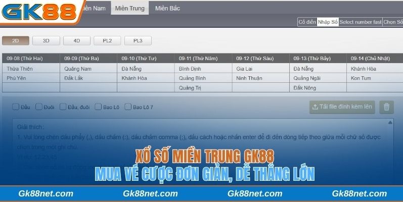 Xổ số miền Trung Gk88